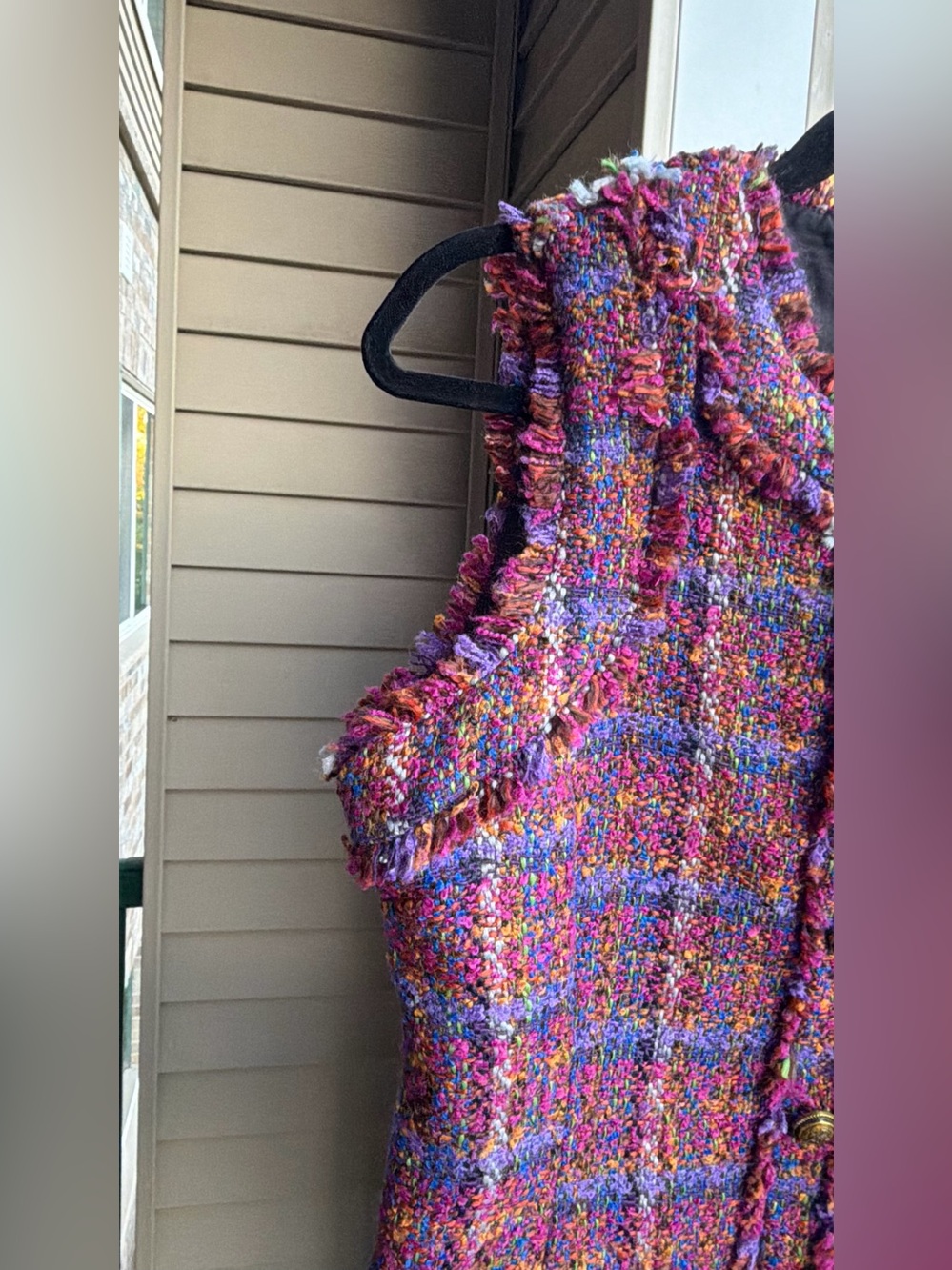 🆕💗💜AQUA Multicolor Tweed Plaid Sleeveless Mini Dress Gold Buttons Size S - Picture 13 of 17